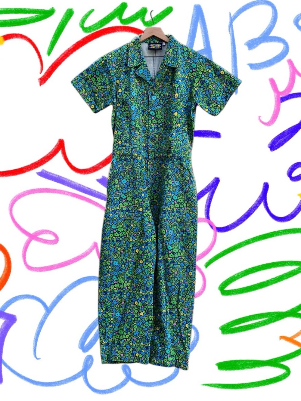 Big Bud Press Moss Blossom Short Sleeve Jumpsuit Size L